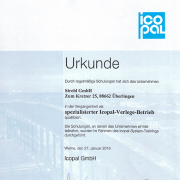 Qualifizierungsurkunde als ICOPAL-Verlegebetrieb, 2016