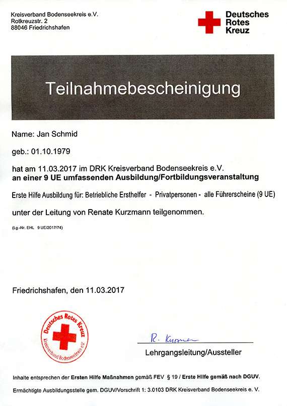 Ersthelferausbiludng 2017